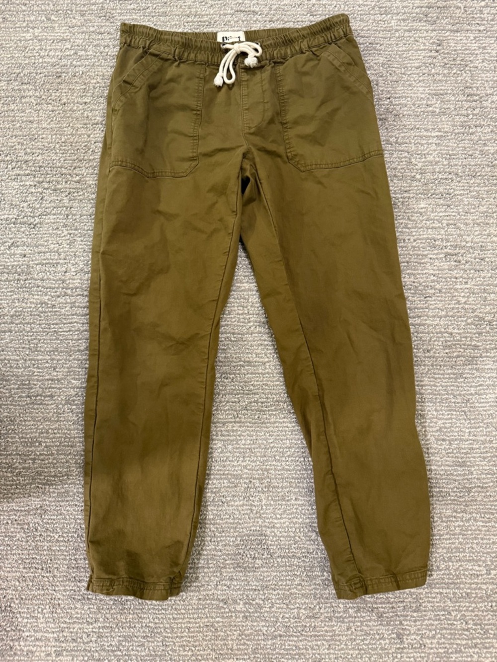 Pact Organic Cotton Jogger Pants Olive Green Drawstring Casual Lounge Eco Friend